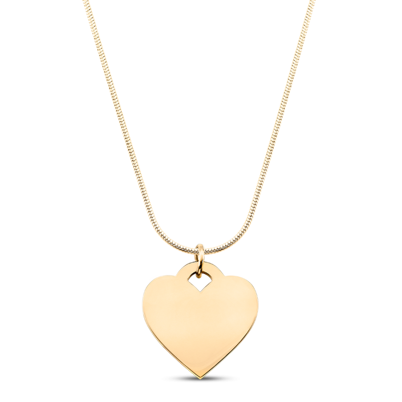 Heart Necklace with Luxury Chain - Gold - 62