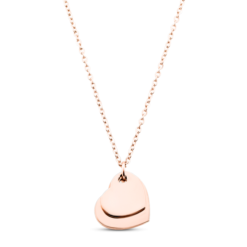 Personalised Double Hearts Necklace - Rosegold - 61