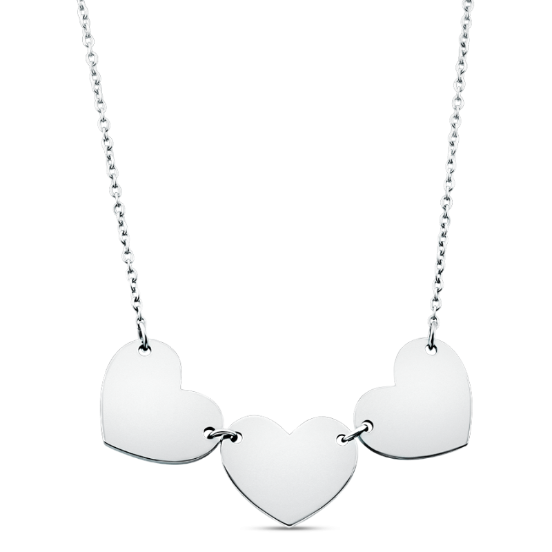 Name Hearts Necklace - Silver - 60