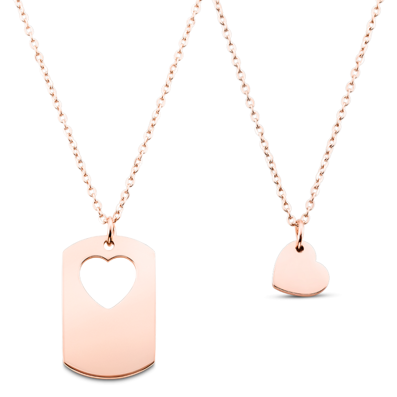 Military Tag & Heart Necklaces - Rosegold - 61