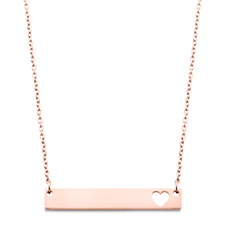 Personalised Plate with Heart Necklace - Rosegold - 61