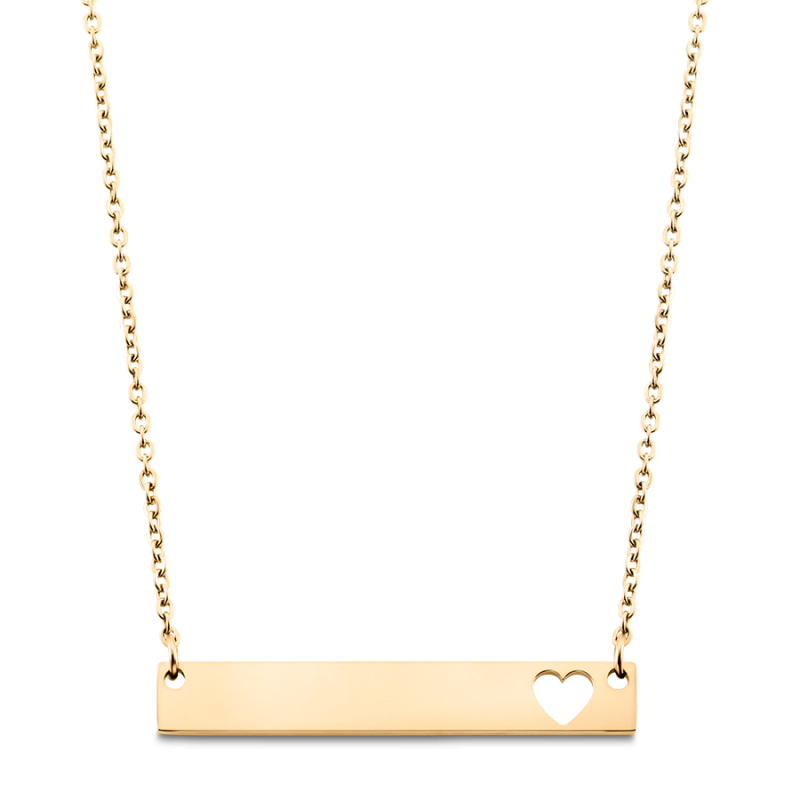 Personalised Plate with Heart Necklace - Gold - 62