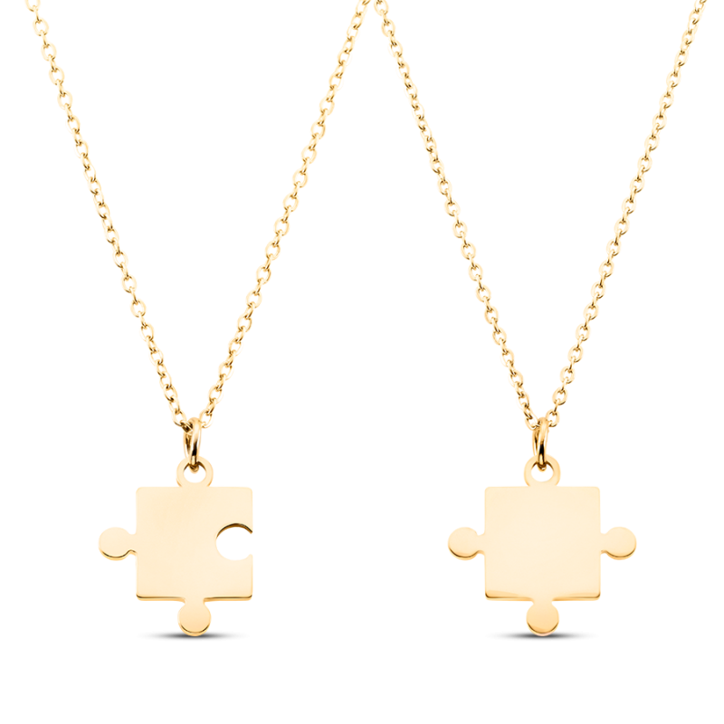 Personalised Puzzle-Jigsaw Necklaces - Gold - 62