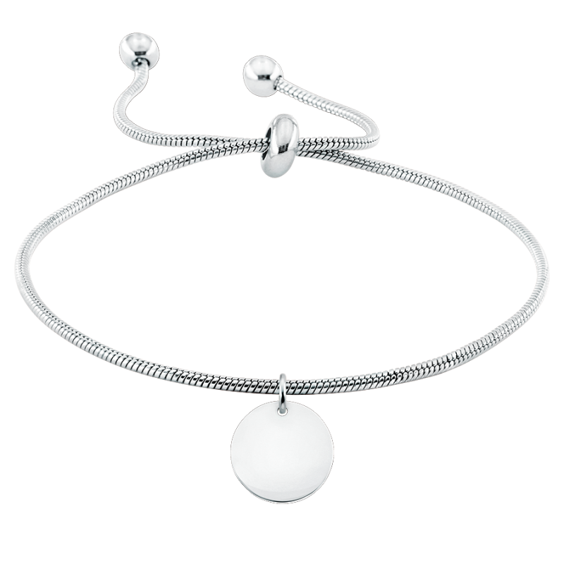 Personalised Dangle Circle with Adjustable Bracelet - Silver - 60