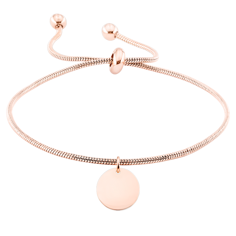 Personalised Dangle Circle with Adjustable Bracelet - Rosegold - 61