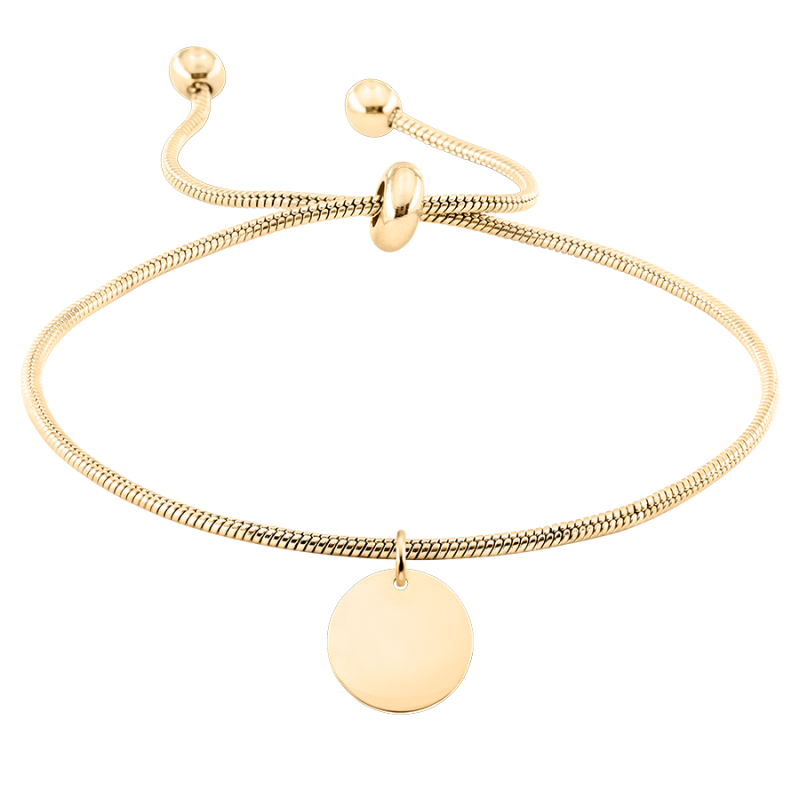 Personalised Dangle Circle with Adjustable Bracelet - Gold - 62