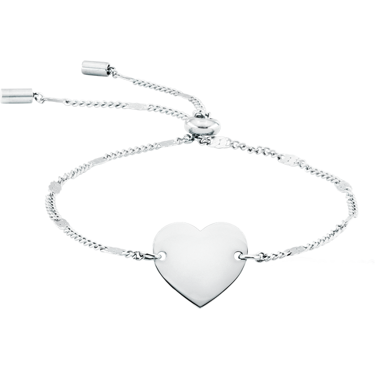 Personalised Heart with Adjustable Bracelet - Silver - 60