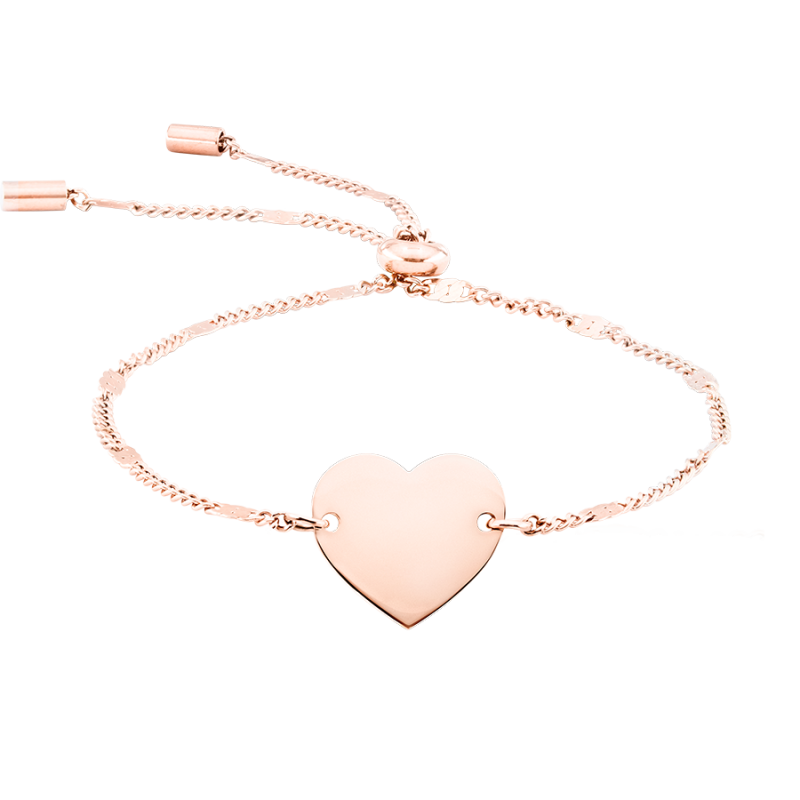 Personalised Heart with Adjustable Bracelet - Rosegold - 61