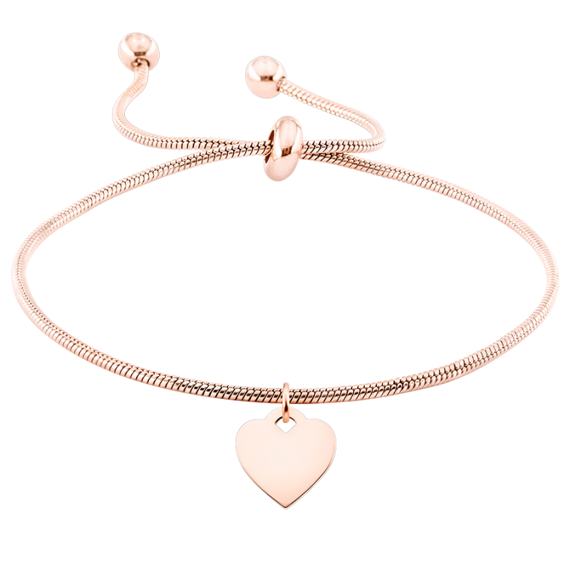 Personalised Dangle Heart with Adjustable Bracelet - Rosegold - 61