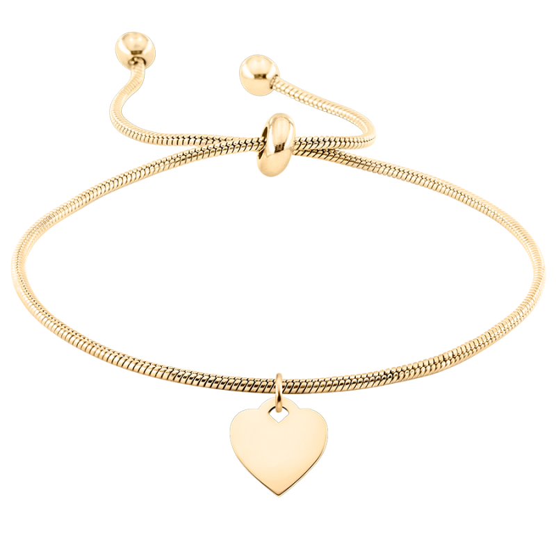 Personalised Dangle Heart with Adjustable Bracelet - Gold - 62