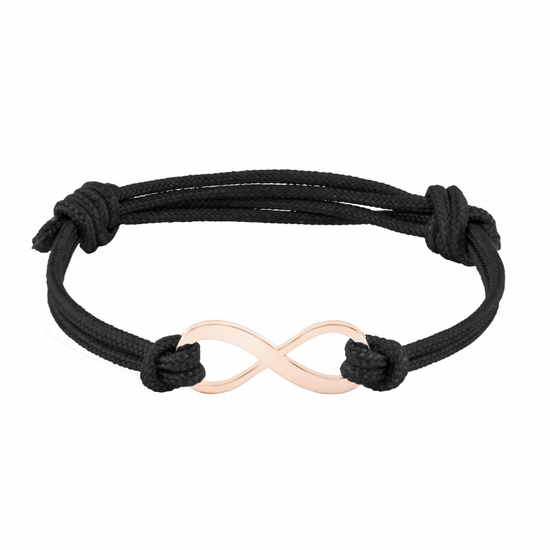 Personalised Infinity Sign with Cord Bracelet in Black - Rosegold - 61