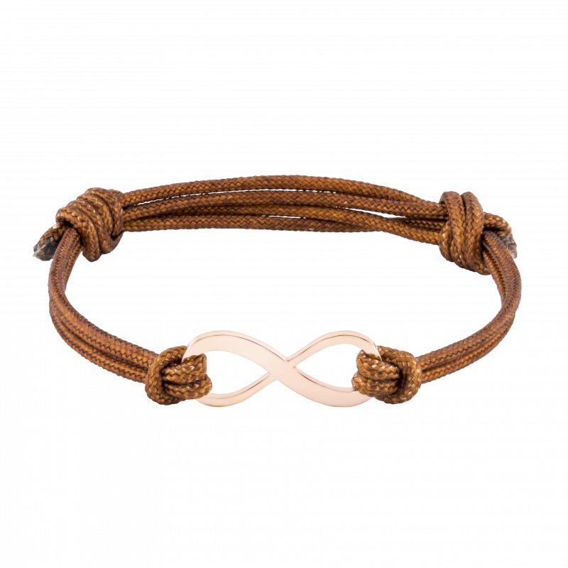 Personalised Infinity Sign with Cord Bracelet in Brown - Rosegold - 61