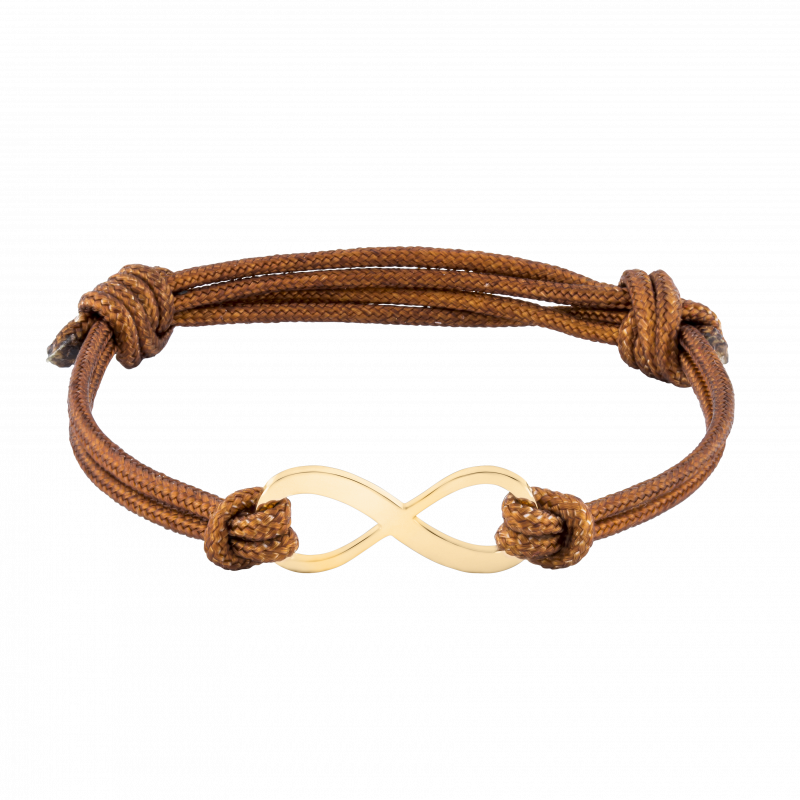 Personalised Infinity Sign with Cord Bracelet in Brown - Gold - 62