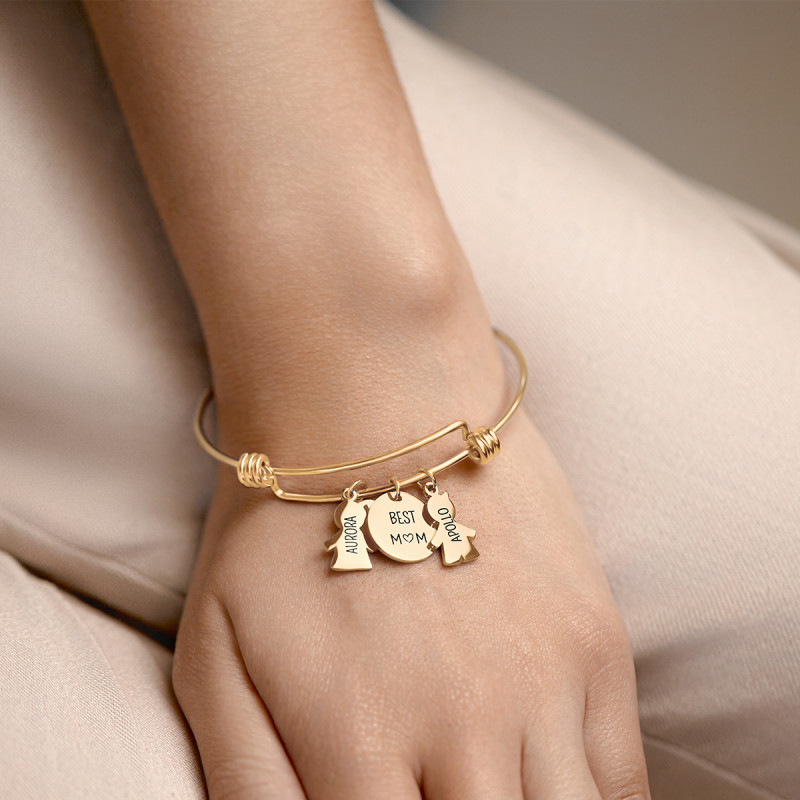 Personalised Son & Daughter Bracelet - Gold - 62