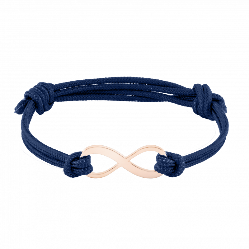 Personalised Infinity Sign with Cord Bracelet in Blue - Rosegold - 61