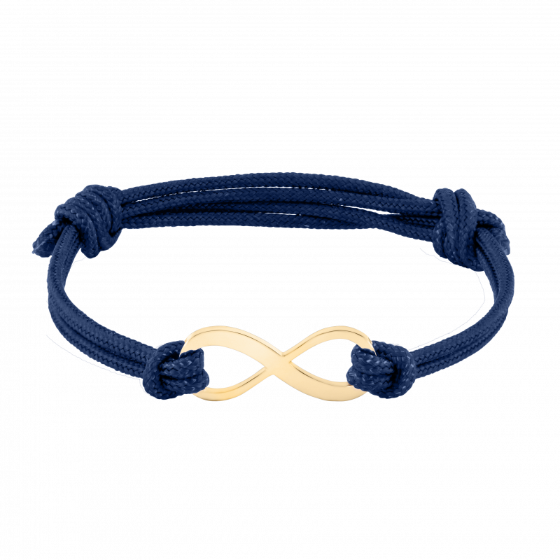 Personalised Infinity Sign with Cord Bracelet in Blue - Gold - 62