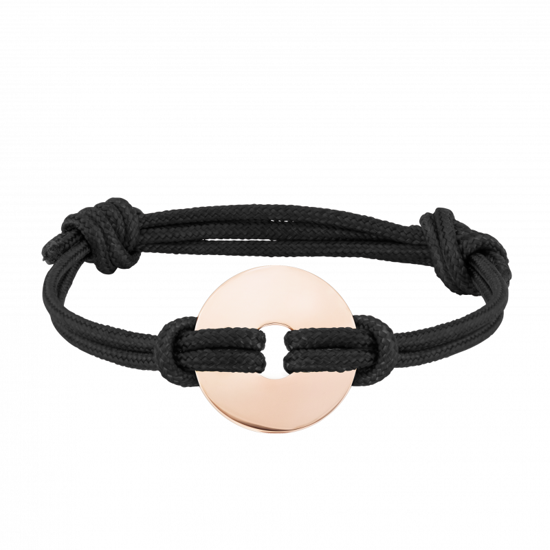 Personalised Disc with Cord Bracelet in Black - Rosegold - 61