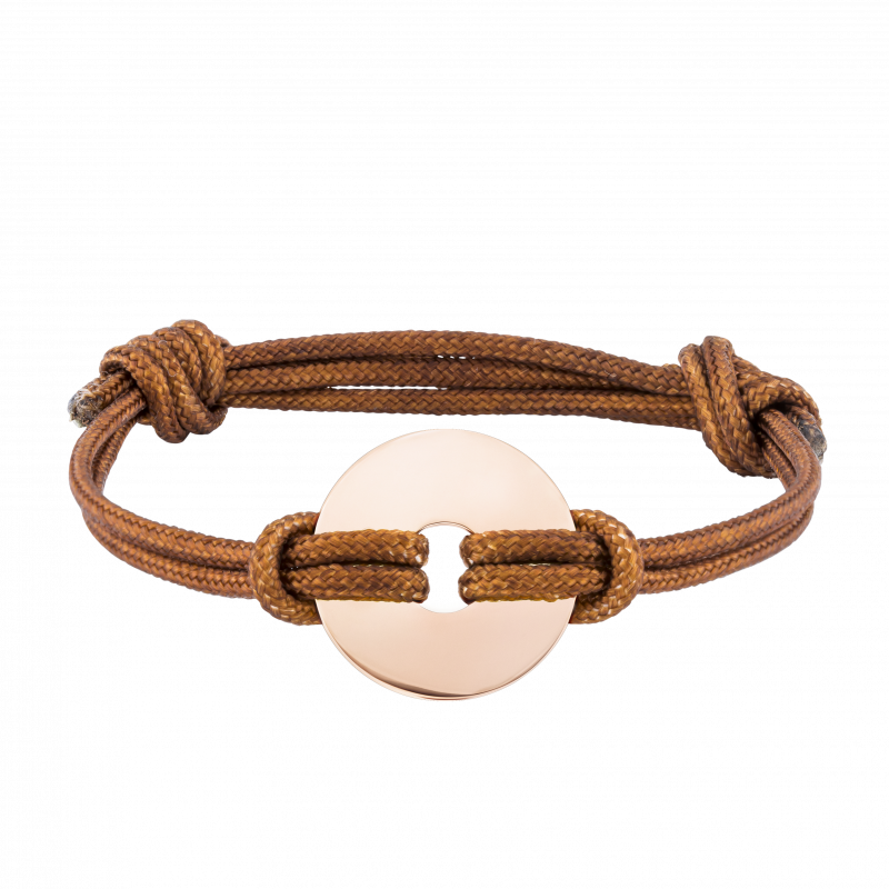 Personalised Disc with Cord Bracelet in Brown - Rosegold - 61