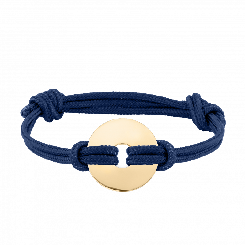 Personalised Disc with Cord Bracelet in Blue - Gold - 62