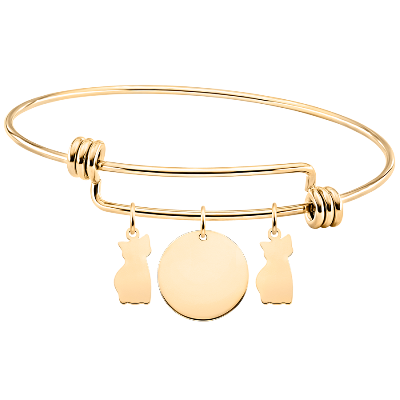 Personalised Multi-Cats Bangle Bracelet - Gold - 62