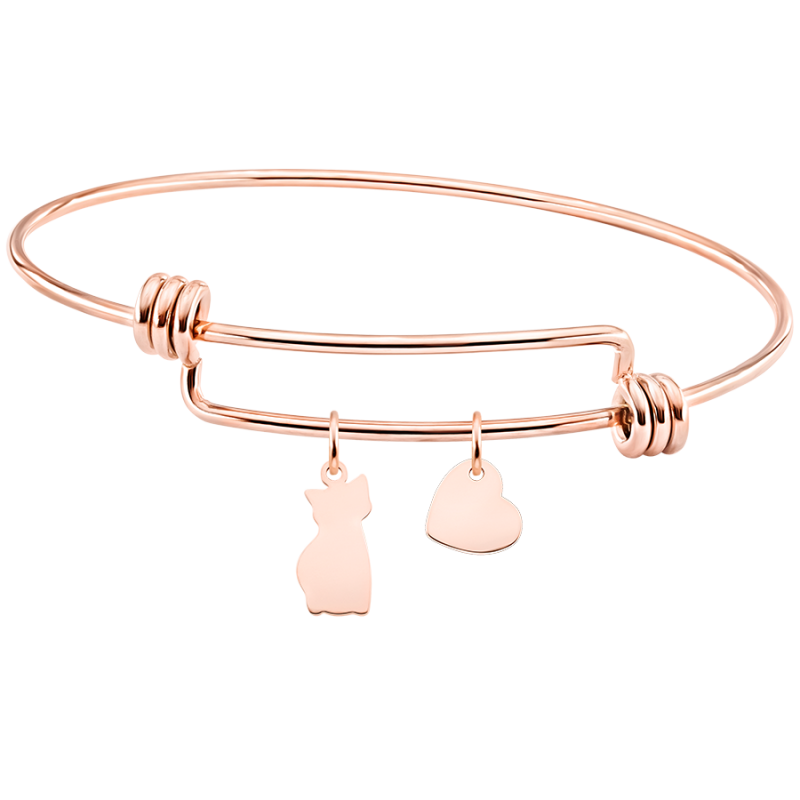 Personalised Cat Bangle Bracelet - Rosegold - 61