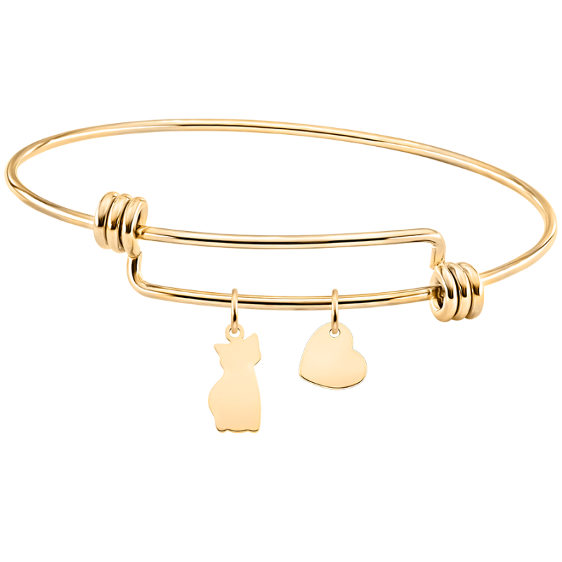 Personalised Cat Bangle Bracelet - Gold - 62