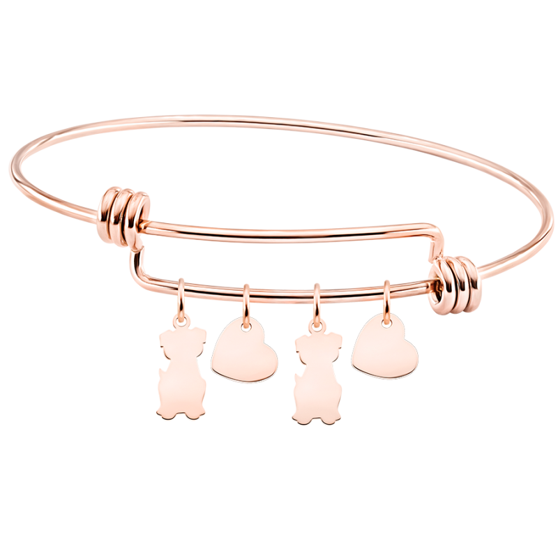 Personalised Multi-Dogs Love Bangle Bracelet - Rosegold - 61