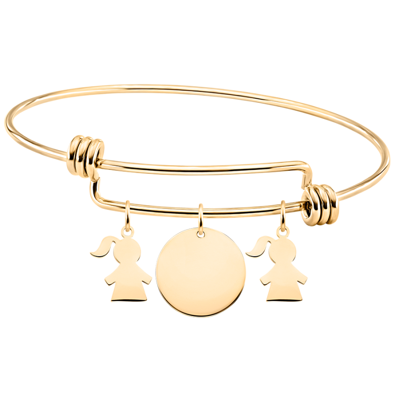 Personalised Multi-Daughters Bangle Bracelet - Gold - 62