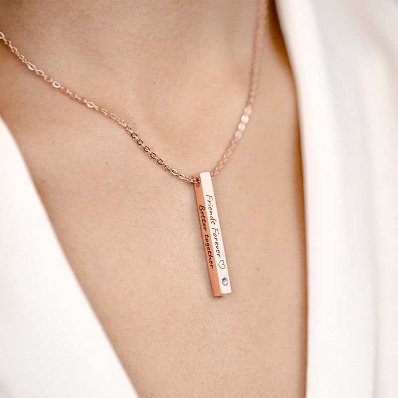 Personalised 4-Side Necklace with 1 Birthstone - Rosegold - 61