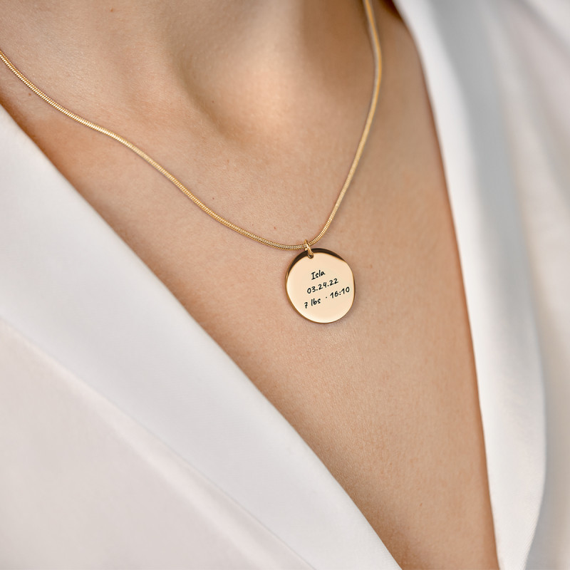 Personalised Circle Necklace With Luxury Chain - Gold - 62