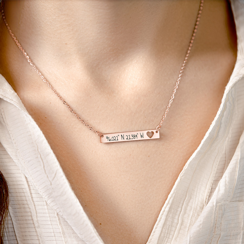 Personalised Coordinates Necklace - Rosegold - 61