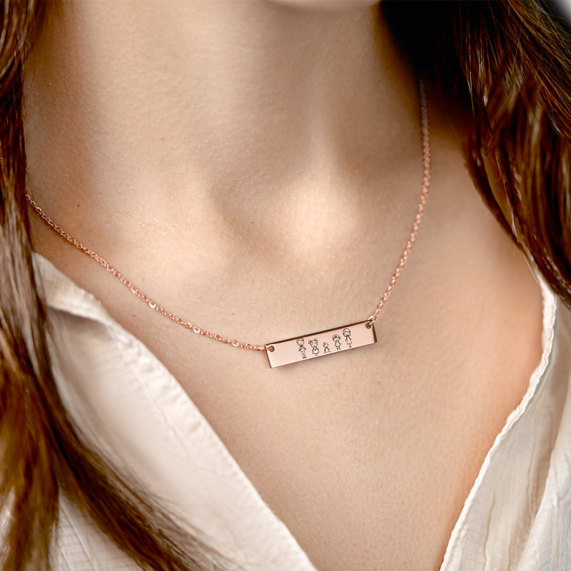 Personalised Family Plate Necklace - Rosegold - 61