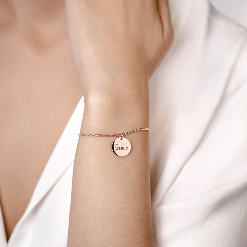 Personalised Dangle Circle with Adjustable Bracelet - Rosegold - 61