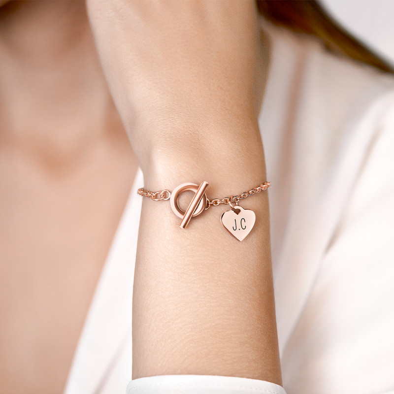 Personalised Luxury Heart Bracelet - Rosegold - 61