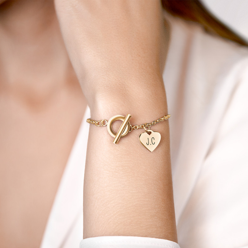 Personalised Luxury Heart Bracelet - Gold - 62