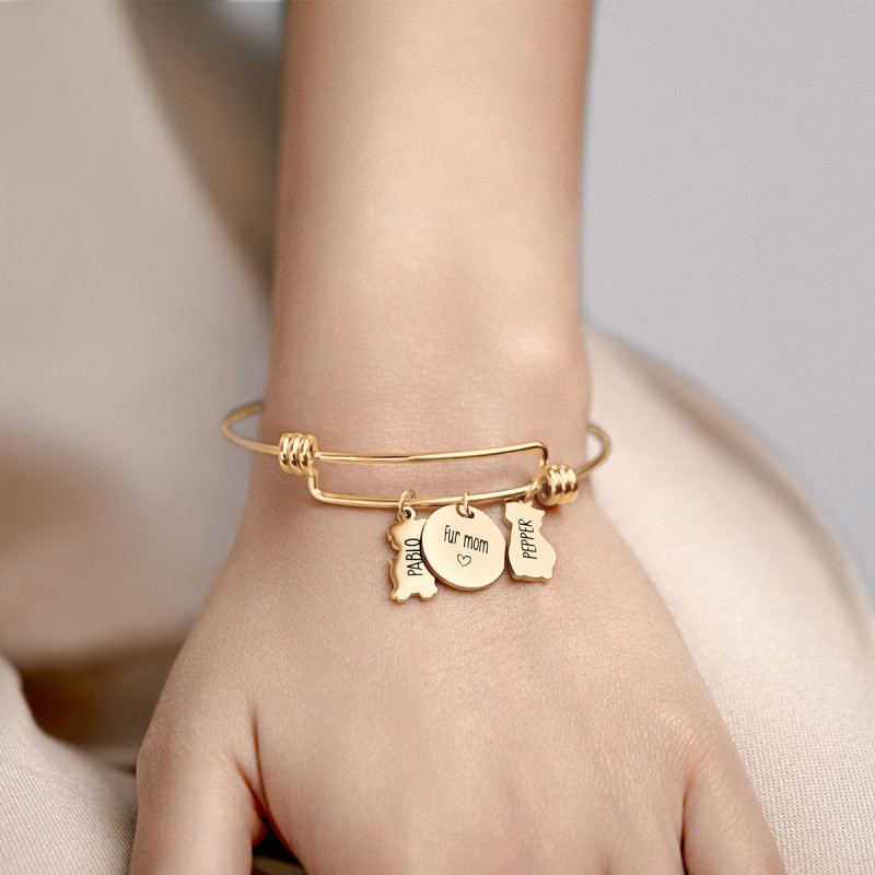 Personalised Dog & Cat Bracelet - Gold - 62