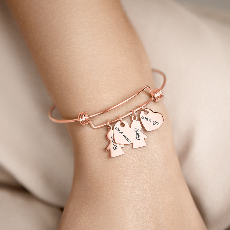 Personalised Multi-Daughters Bracelet - Rosegold - 61