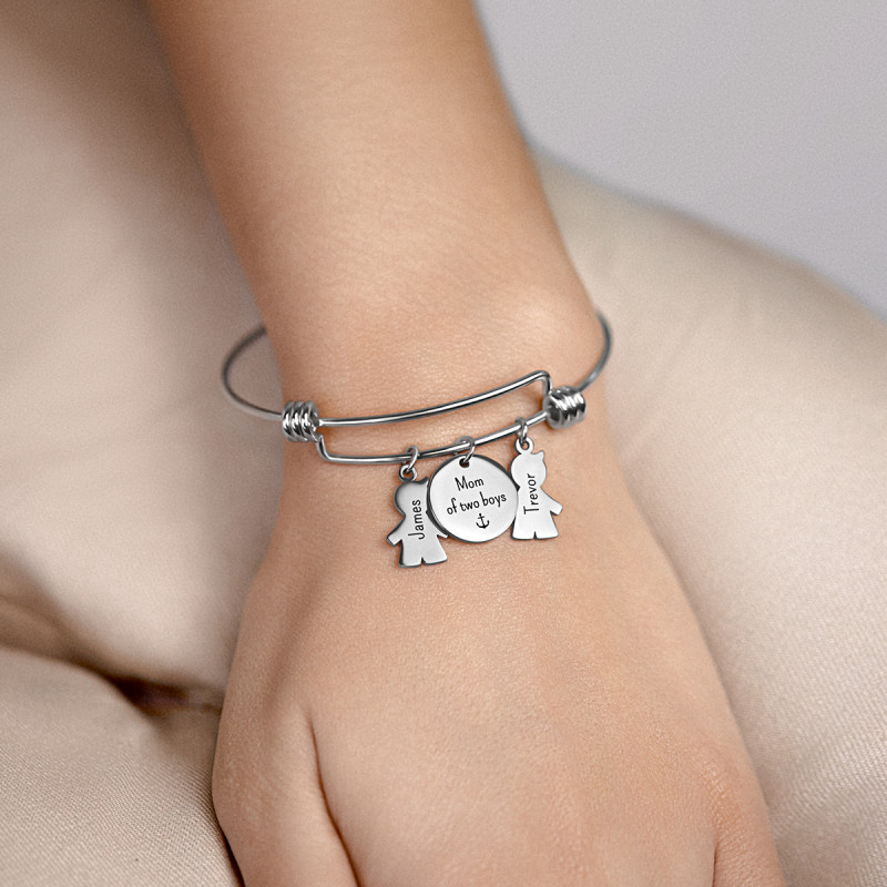 Personalised Multi-Sons Bangle Bracelet