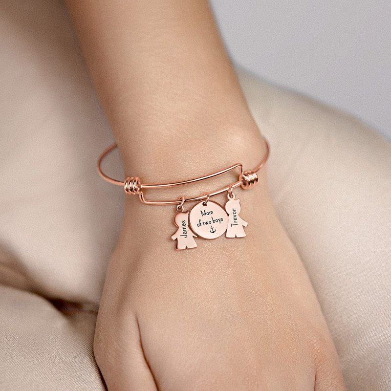 Personalised Multi-Sons Bangle Bracelet - Rosegold - 61