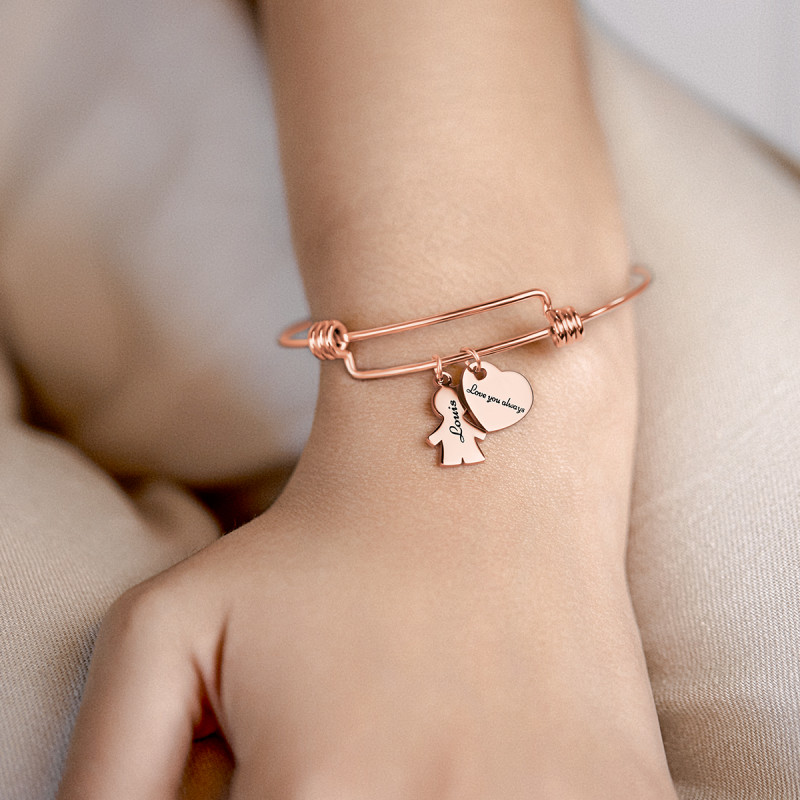 Personalised Son Love Bangle Bracelet - Rosegold - 61