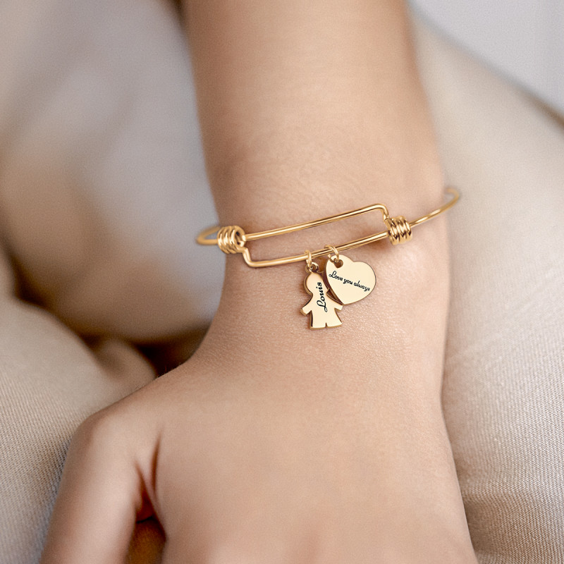 Personalised Son Love Bangle Bracelet - Gold - 62