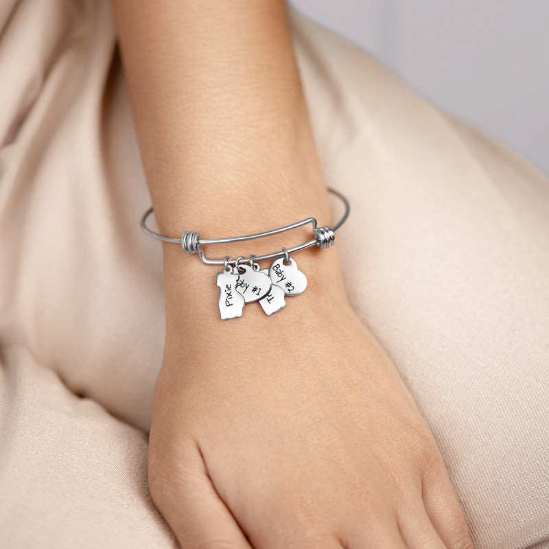 Personalised Multi-Cats Love Bangle Bracelet