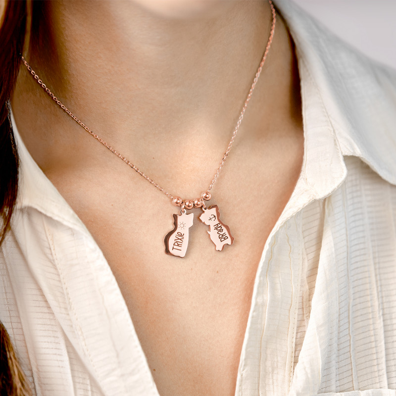 Personalised Cat & Dog Necklace - Rosegold - 61