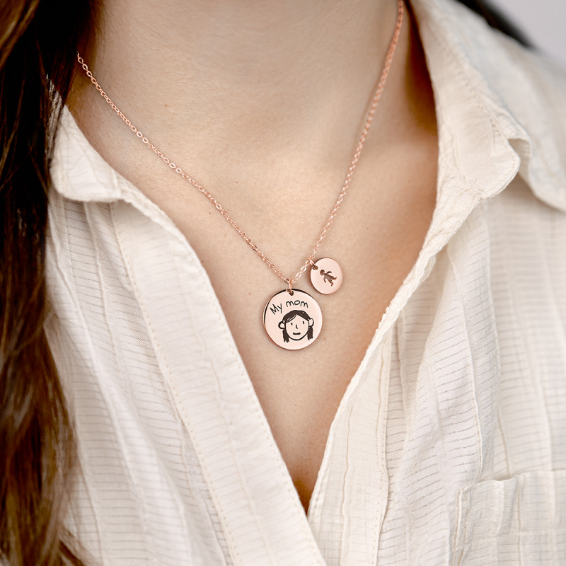 Personalised Children's Drawing Necklace - Rosegold - 61