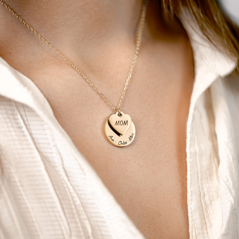 Personalised Circle and Heart Necklace - Gold - 62