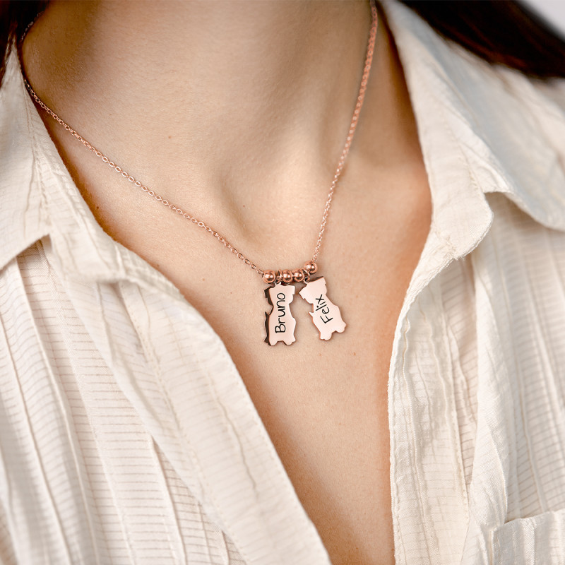 Personalised Multi-Dogs Necklace - Rosegold - 61