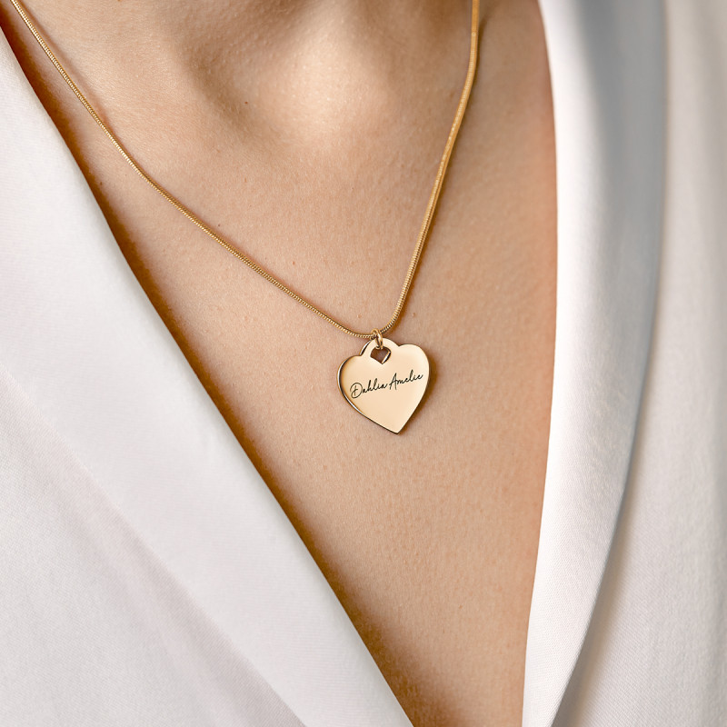 Heart Necklace with Luxury Chain - Gold - 62