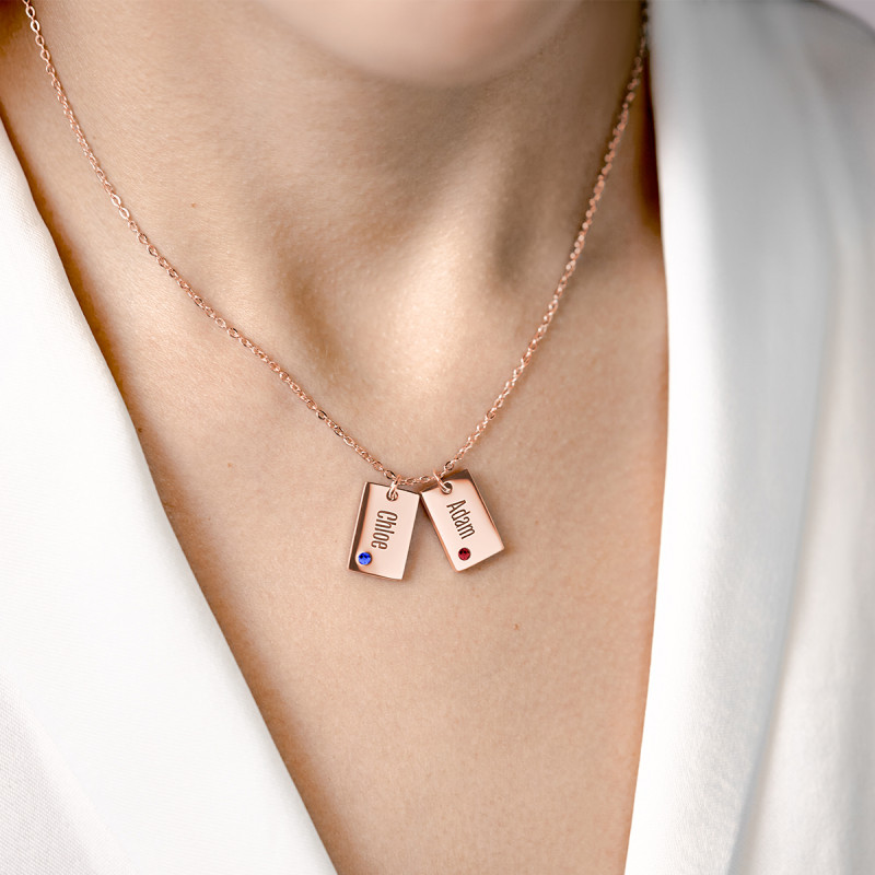 Personalised Name Necklace with Crystals - Rosegold - 61