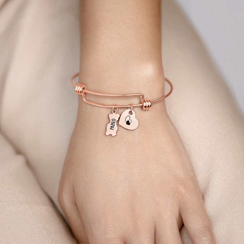 Personalised Dog Love Bangle Bracelet - Rosegold - 61