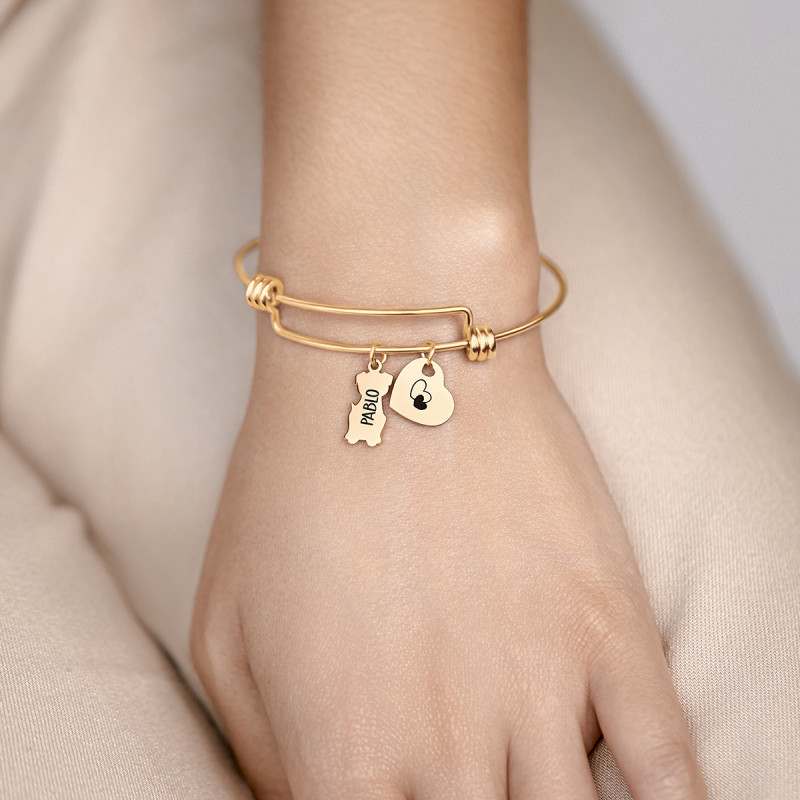 Personalised Dog Love Bangle Bracelet - Gold - 62